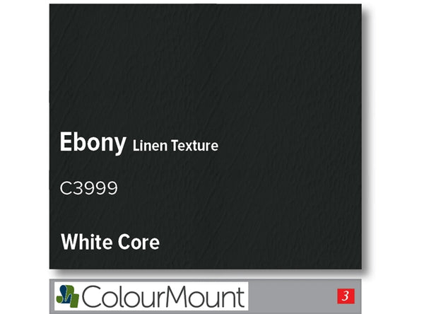 Ebony  - Colourmount White Core Linen Texture