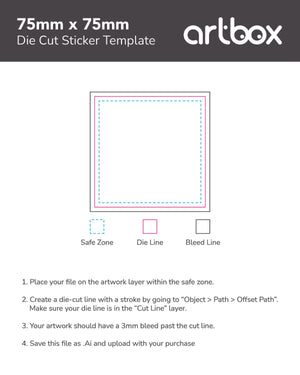 Die Cut Sticker 75mm x 75mm Template