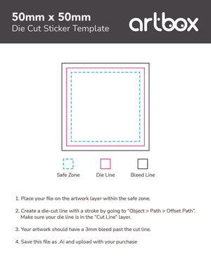 Die Cut Sticker 50mm x 50mm Template