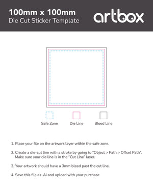 Die Cut Sticker 100mm x 100mm Template