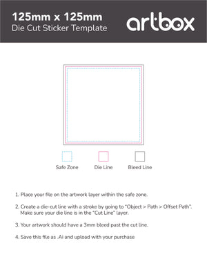 Die Cut Sticker 125mm x 125mm Template