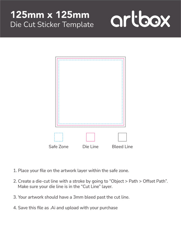 Die Cut Sticker 125mm x 125mm Template