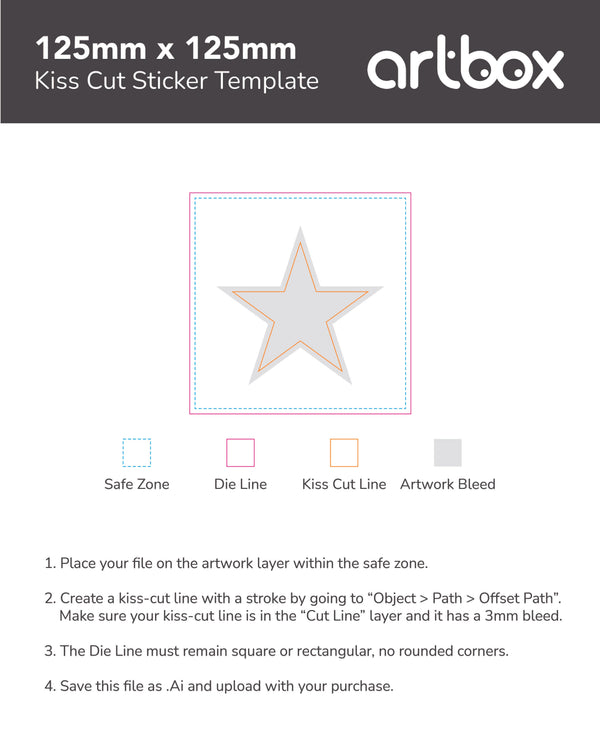 Kiss Cut Sticker 125mm x 125mm Template