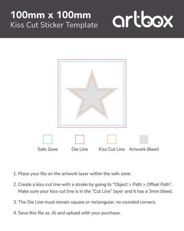 Kiss Cut Sticker 100mm x 100mm Template
