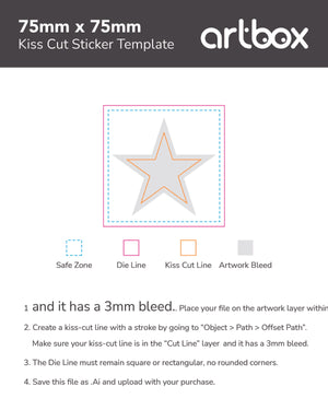 Kiss Cut Sticker 75mm x 75mm Template