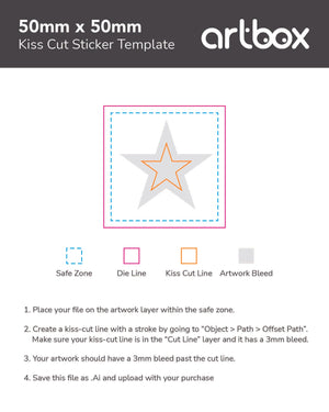 Kiss Cut Sticker 50mm x 50mm Template