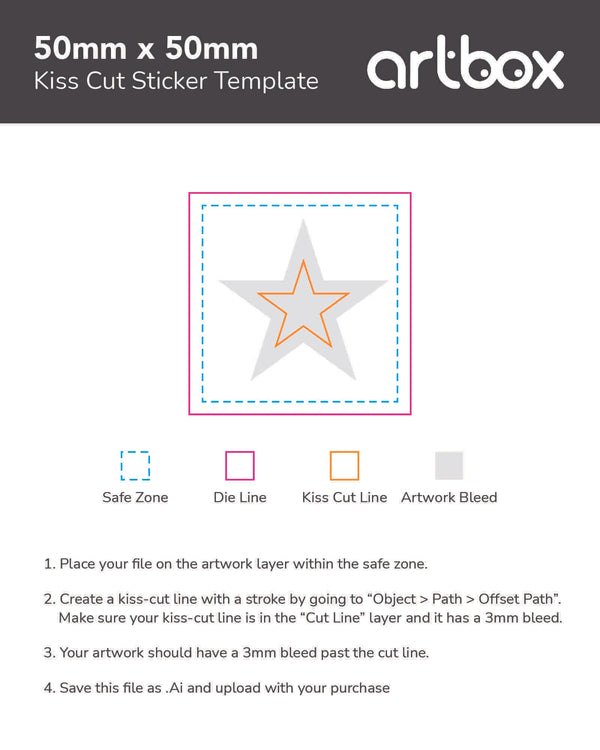 Kiss Cut Sticker 50mm x 50mm Template