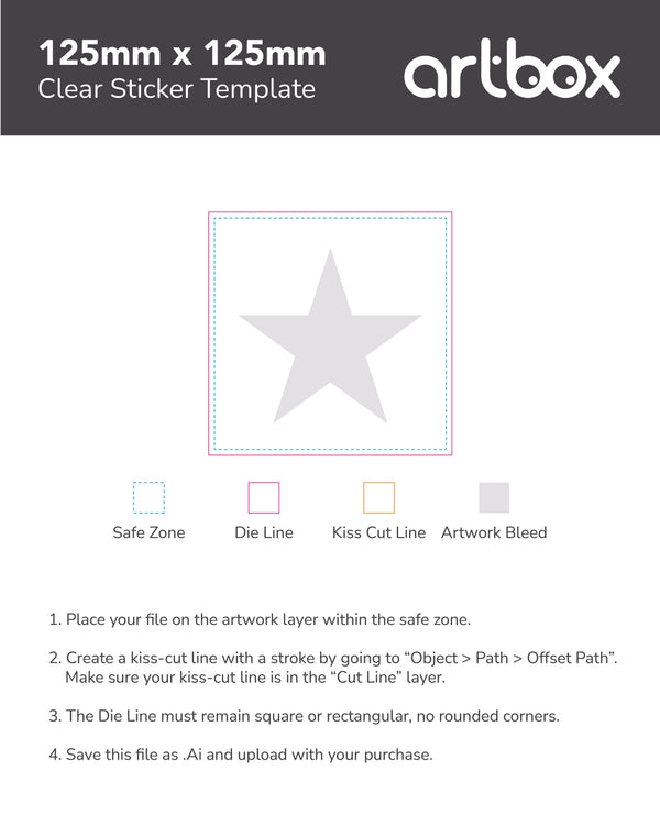 Clear Sticker 125mm x 125mm Template