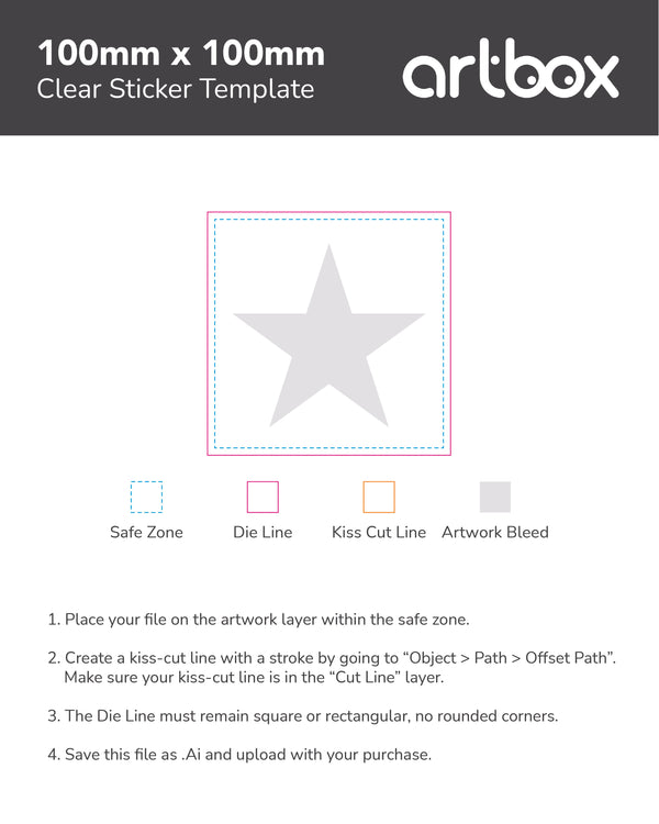 Clear Sticker 100mm x 100mm Template