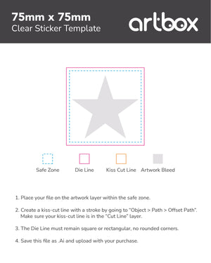 Clear Sticker 75mm x 75mm Template