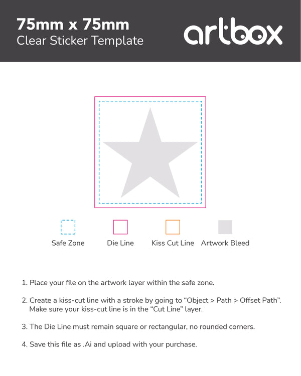 Clear Sticker 75mm x 75mm Template