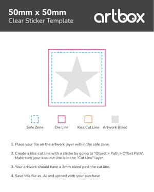 Clear Sticker 50mm x 50mm Template
