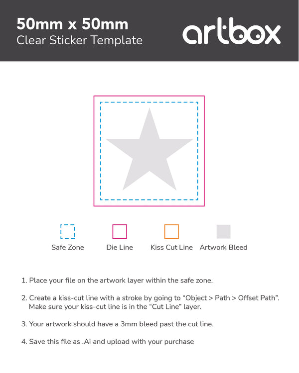 Clear Sticker 50mm x 50mm Template