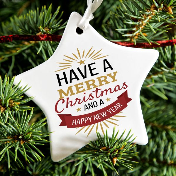Ceramic Star Christmas Tree Decoration (8x8cm)